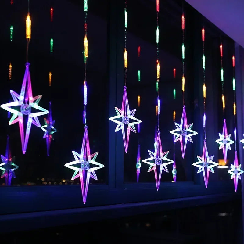 décoration noël étoiles lumineuses fil blanc multicolores extérieures ip44 étanches moderne