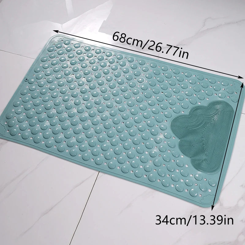 tapis bain antidérapant microfibre gris bleu clair nuage texturé moderne minimaliste douche salle bain
