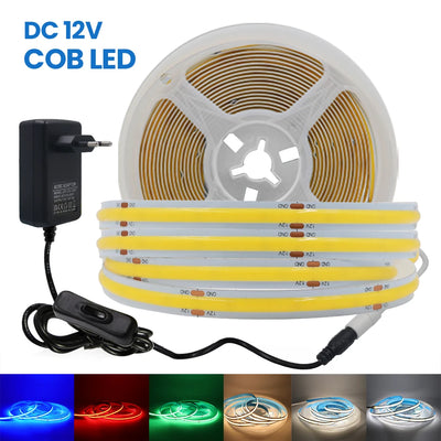 Ruban LED COB flexible blanc chaud 12V