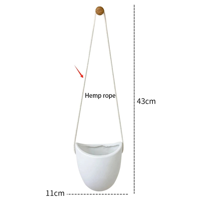 pots suspendus plantes fleurs corde cuir suspension murale deco minimaliste moderne boheme