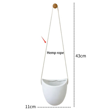 pots suspendus plantes fleurs corde cuir suspension murale deco minimaliste moderne boheme