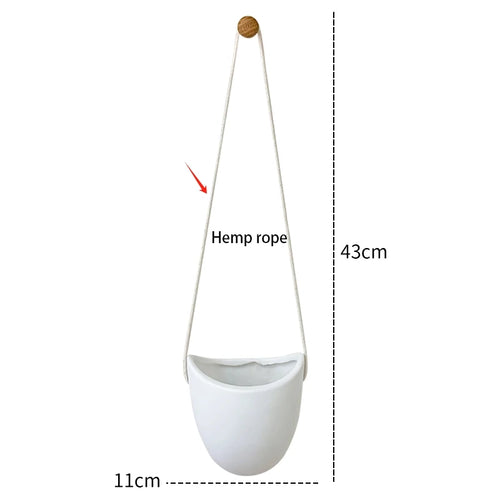 pots suspendus plantes fleurs corde cuir suspension murale deco minimaliste moderne boheme