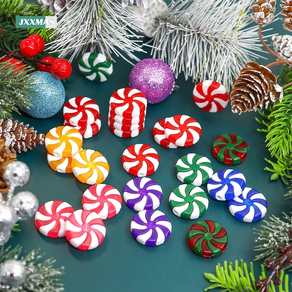 Lot de 50 décorations de Noël rouges et blanches en forme de canne de bonbon