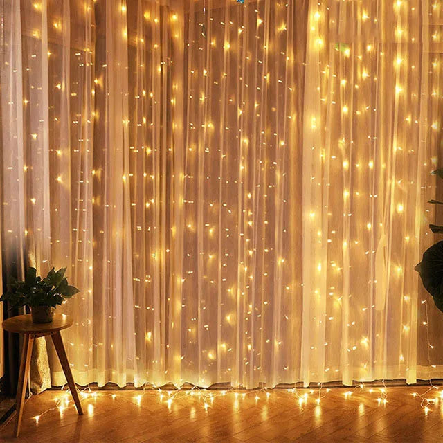 décoration noël led rideau lumineux blanc chaud multicolore moderne télécommande