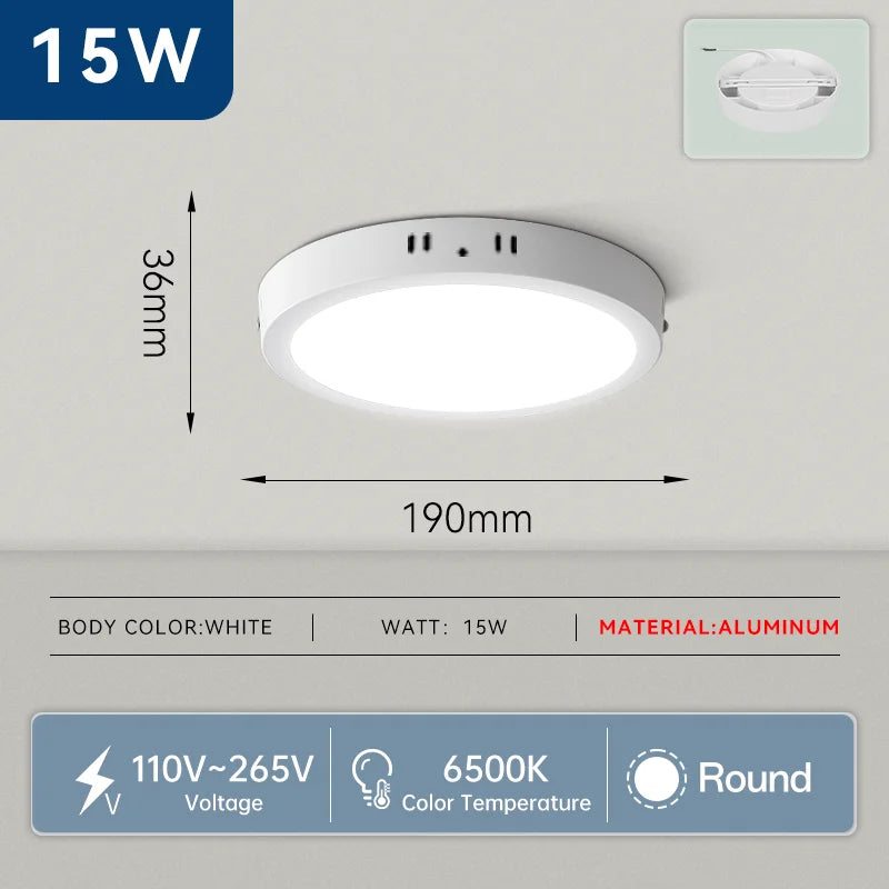 lampe led moderne ultra mince 10w 15w 20w 30w blanc rond carré