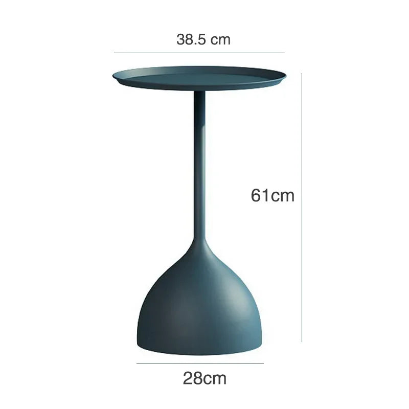 table basse moderne or bleu marine minimaliste plateau rond base originale 38.5x61x28