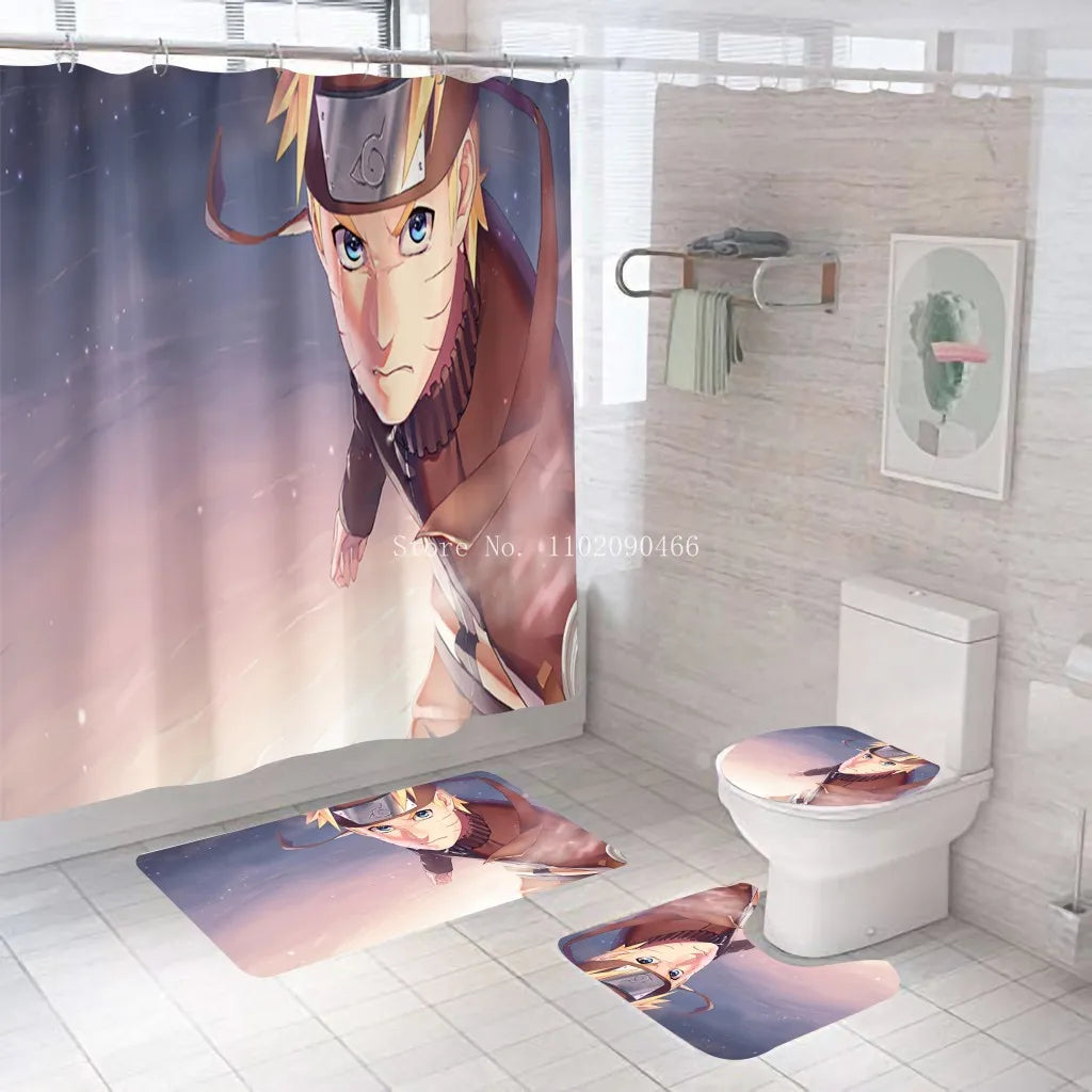 rideau douche tapis bain dragon ball personnages mangas moderne multicolore polyester