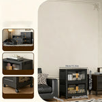 rangement modulaire meuble noir panneaux transparents poignées dorées roulettes facile assembler chambre salon cuisine
