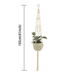 support plante suspendue macramé boho panier blanc noeuds réguliers artisanal pot fleuri