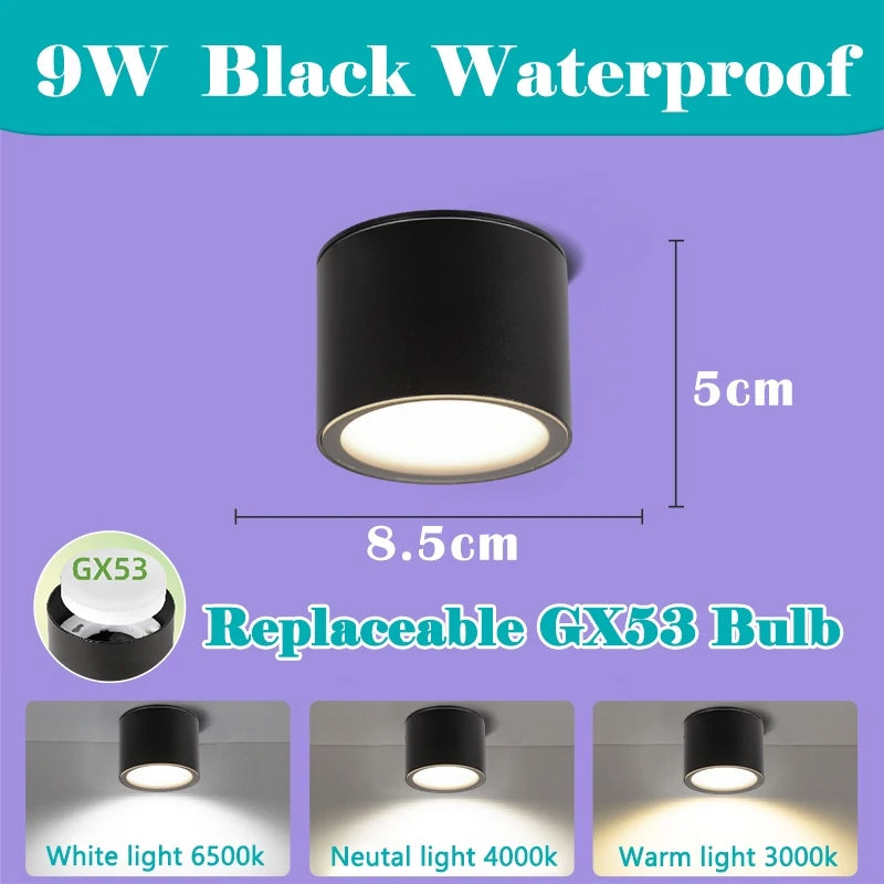 spot lumineux led étanche gx53 éclairage chambre salon cuisine blanc noir moderne