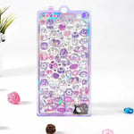 sticker kawaii mignon violet rose bleu blanc geometrique animal coeur étoile floral adhésif