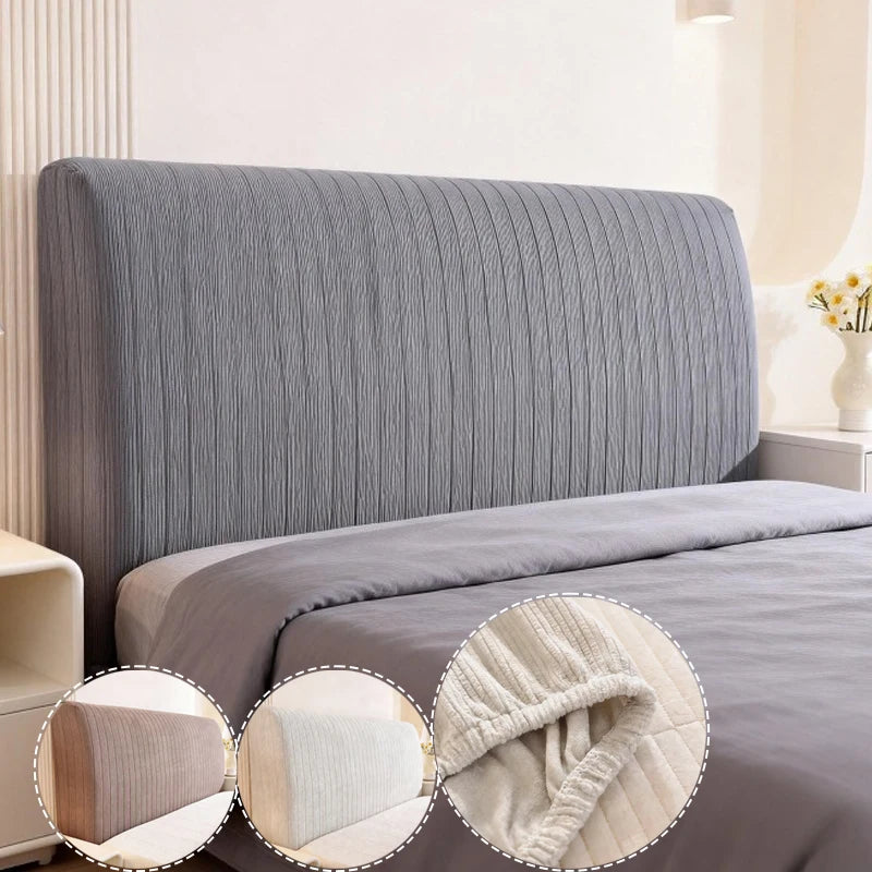 housse tête lit moderne rayures verticales lit double gris beige
