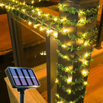 guirlande lumineuse solaire feuilles vertes lumières blanches clips moderne décoration jardin balcon mariage