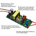 circuit intégré électronique moderne 60w 300ma 50v cc led vert jaune bleu rouge composants