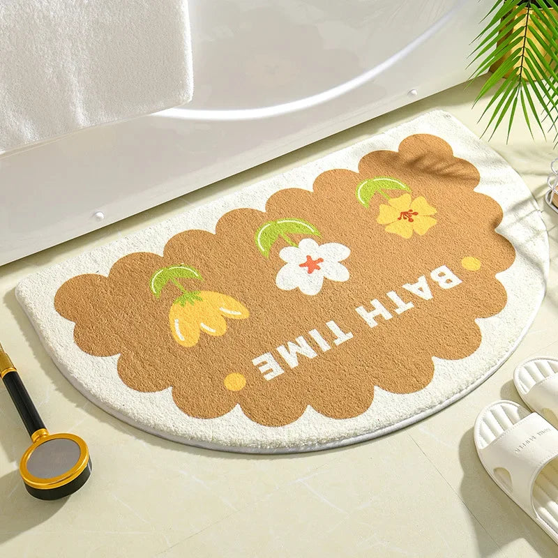 tapis bain floral pastoral absorbant doux antidérapant jaune rouge vert bleu orange blanc enfants