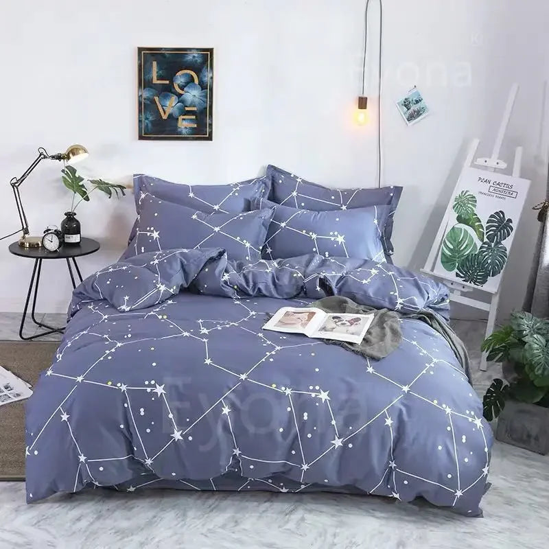 housse couette ensemble literie coton polyester motif fleurs ours moderne 150x200cm blanc