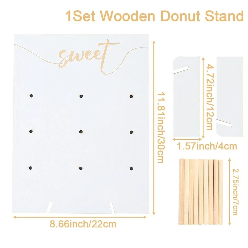 supports donuts bois clair fête donuts multicolores sprinkles glaçage textures variées donut bar piñata