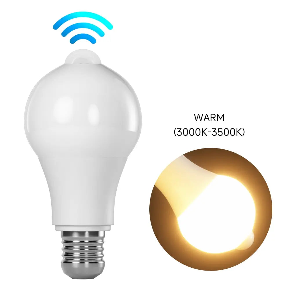 ampoule led e27 blanc moderne capteur mouvement infrarouge intelligent lumière chaude auto interrupteur