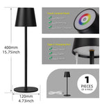 lampe table led rechargeable usb interrupteur tactile noir moderne(touch dimming abs batterie)