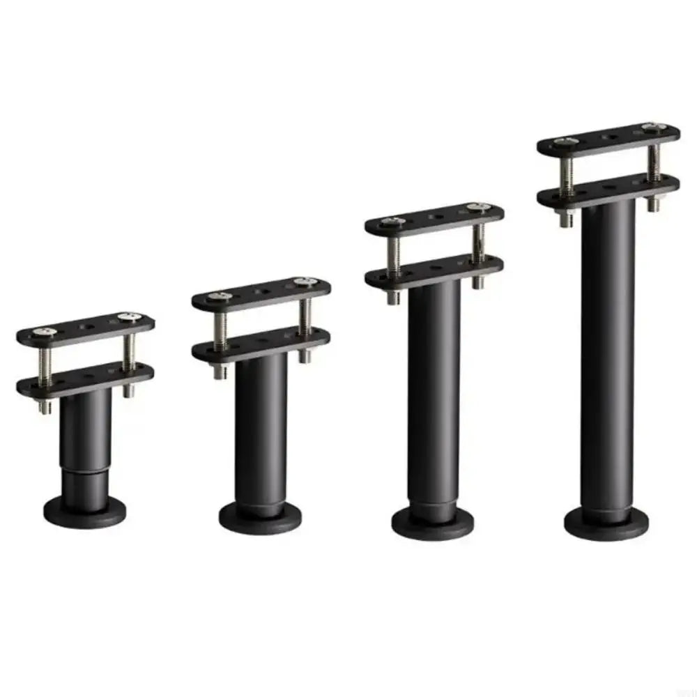 supports pieds réglables meubles noirs vis écrous surface lisse minimaliste industriels hauteurs variées réglage