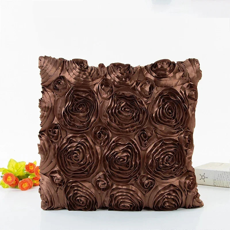 taies oreiller rose motif roses élégantes 40x40cm polyester fermeture glissière carreaux décoratifs rouges