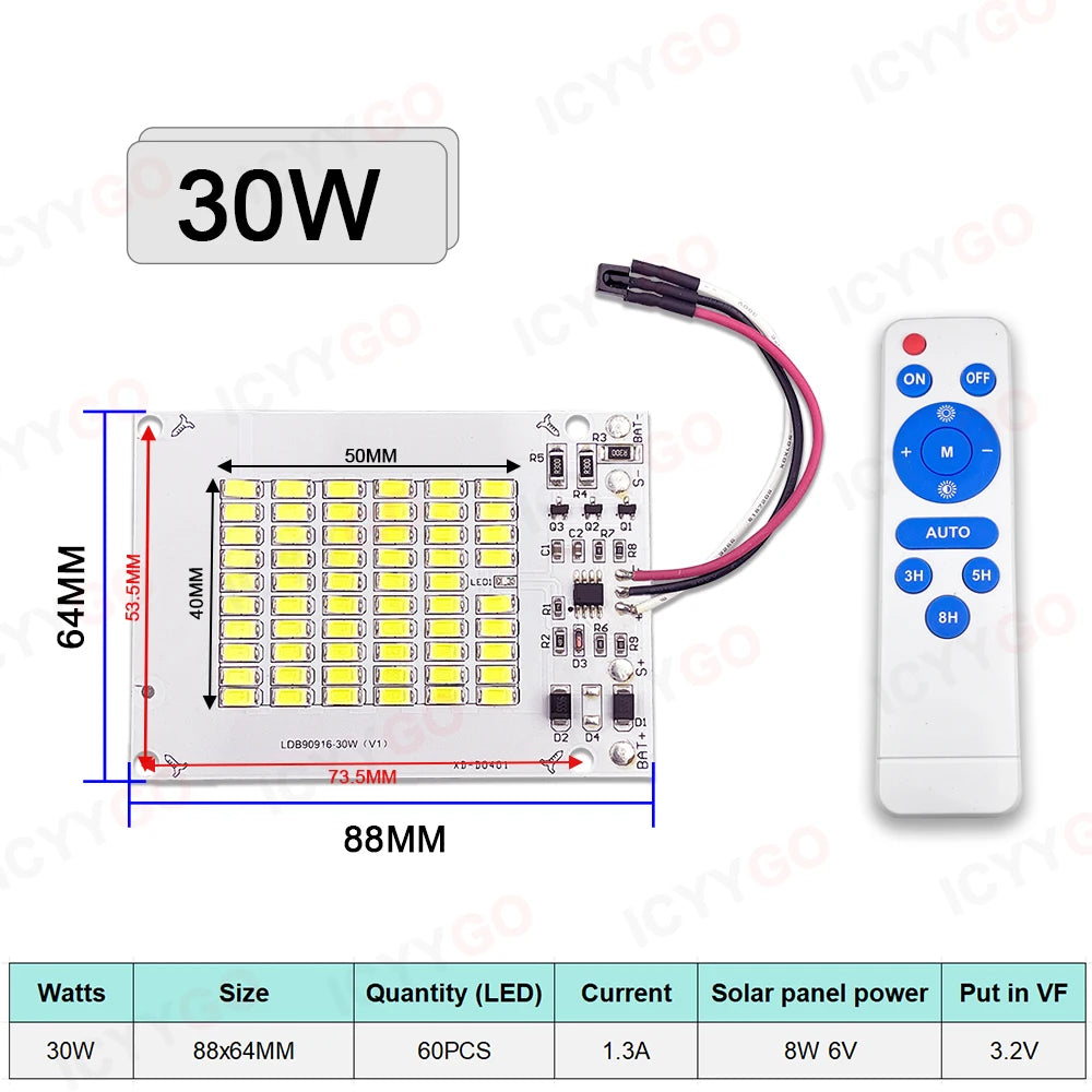 projecteur led jardin 100w 50w 30w télécommande éclairage extérieur moderne clips diodes blanc
