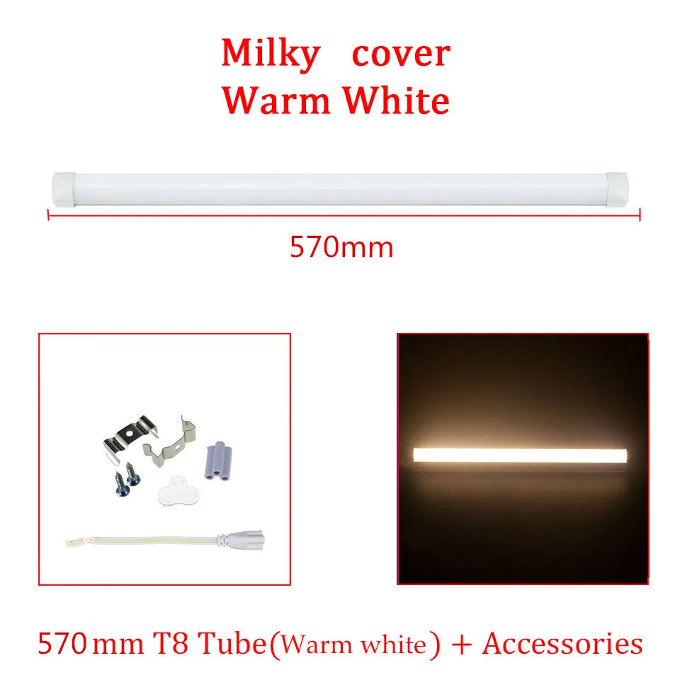 tube led blanc mat moderne éclairage intérieur cuisine garage clips montage