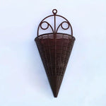 panier mural conique tressé marron foncé moderne suspension décoration intérieure[arrêt après 14ème mot]