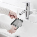 support savon gris blanc moderne adhésif rayures horizontales drainage anti dérapant cuisine salle bain