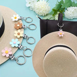 porte clés pince chapeau fleurs simples moderne minimaliste beige blanc jaune rose adhésif voyage