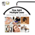 lampe led anneau bicolore noir blanc rose réglable clips moderne salon beauté extensions cils