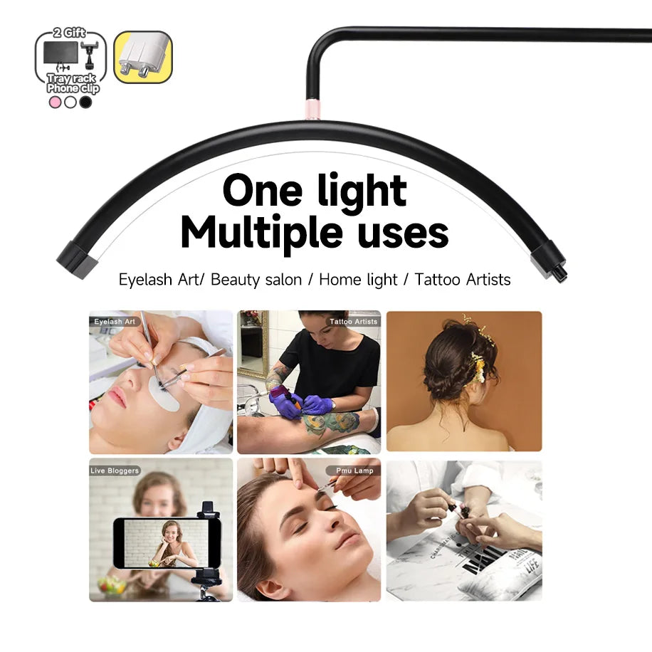 lampe led anneau bicolore noir blanc rose réglable clips moderne salon beauté extensions cils