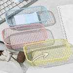 paniers rangement maille fine bleu rose jaune clips étiquettes adhésives moderne minimaliste