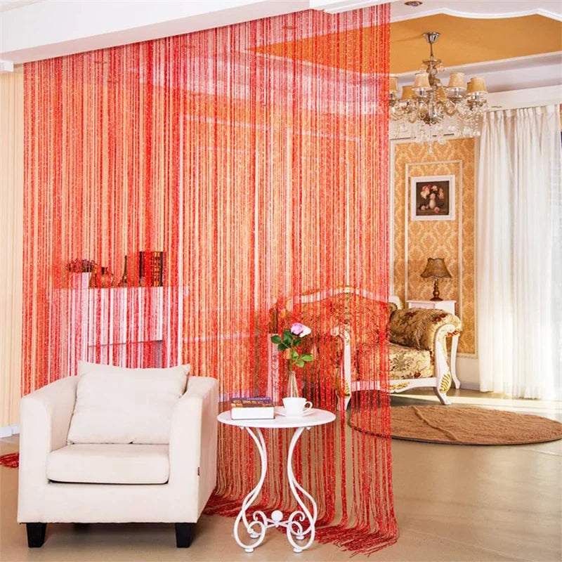 rideau franges perlées 100x200cm polyester transparent moderne salon décoration couleur argentée
