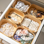 Boîte de rangement à tiroirs en papier kraft vert empilable pour bureau