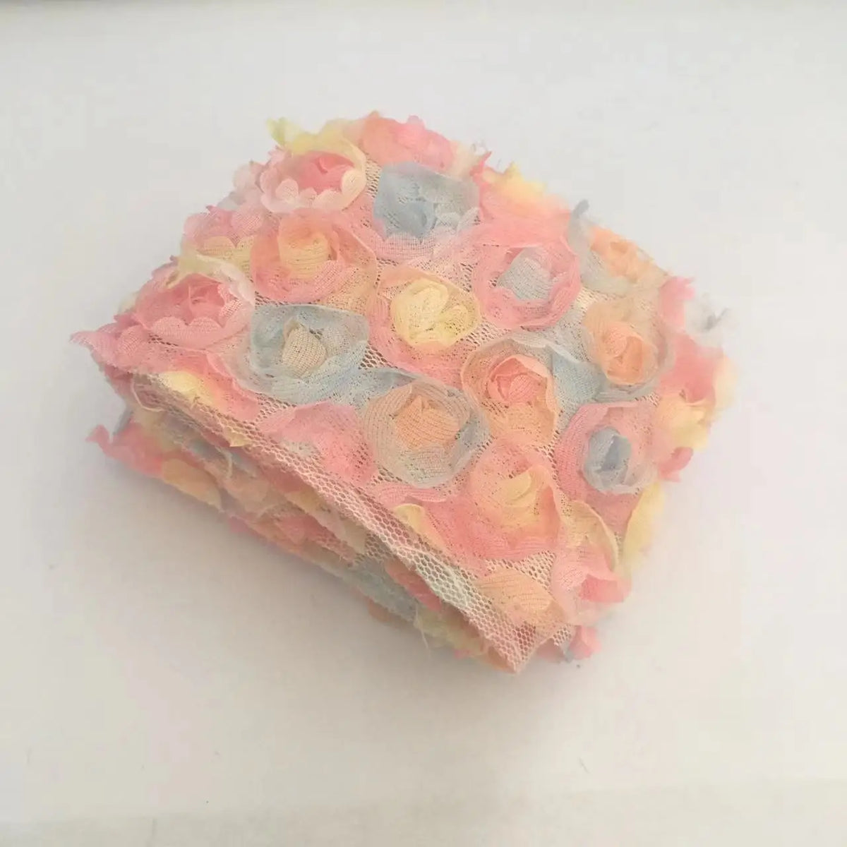 ruban polyester fleur rose bleu vert motif floral opacité décoratif fixation bricolage artisanat