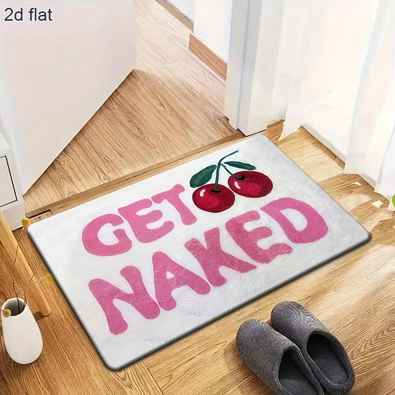 tapis bain antidérapant moderne get naked cerises noir blanc salon salle bain