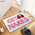 tapis bain antidérapant moderne get naked cerises noir blanc salon salle bain