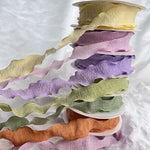 rubans polyester couleur unie moderne blanc rose vert violet rouge rayures ondulées emballage décoration