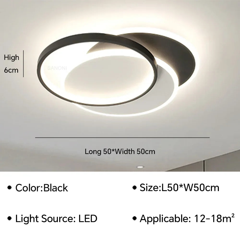 plafonniers led modernes blanc noir géométriques minimalistes éclairage intérieur plusieurs niveaux toucher marche arrêt