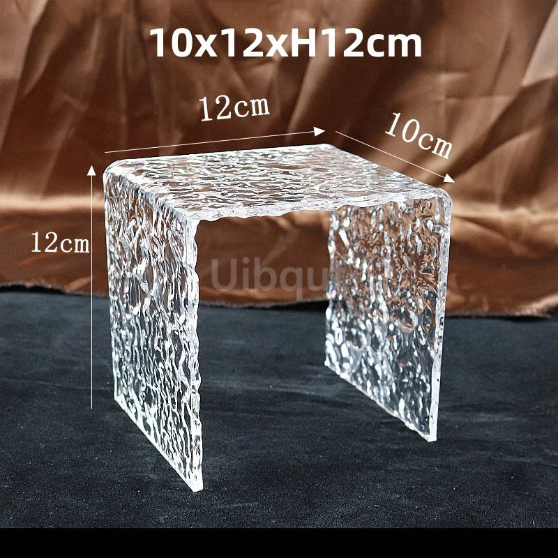 présentoir transparent moderne cupcakes stand acrylique texturé rangement étagère exposant deux pièces