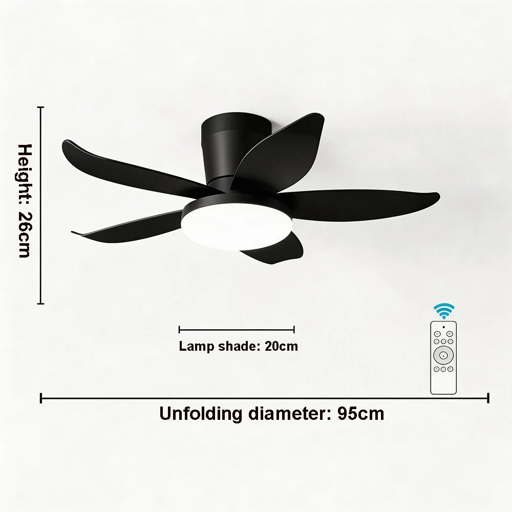 ventilateur moderne noir bois foncé simple silencieux led controle mural traditionnel garantie