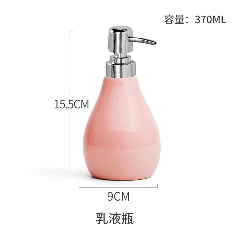 ensemble accessoires salle bain porcelaine moderne distributeur savon gobelet porte brosse dents