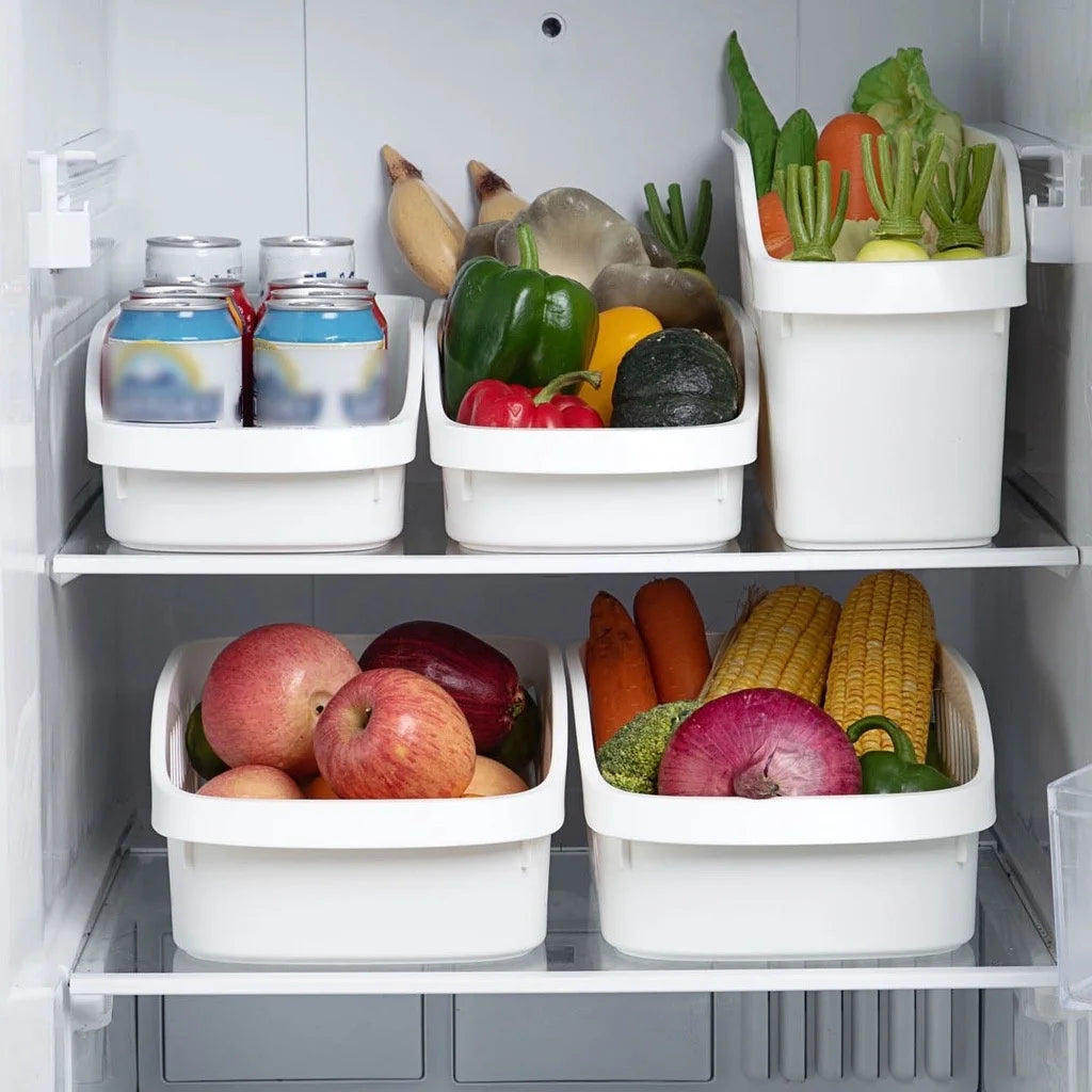 boîtes rangement plastique blancs ajourés moderne sous évier fruits légumes produits d'entretien rechargeables