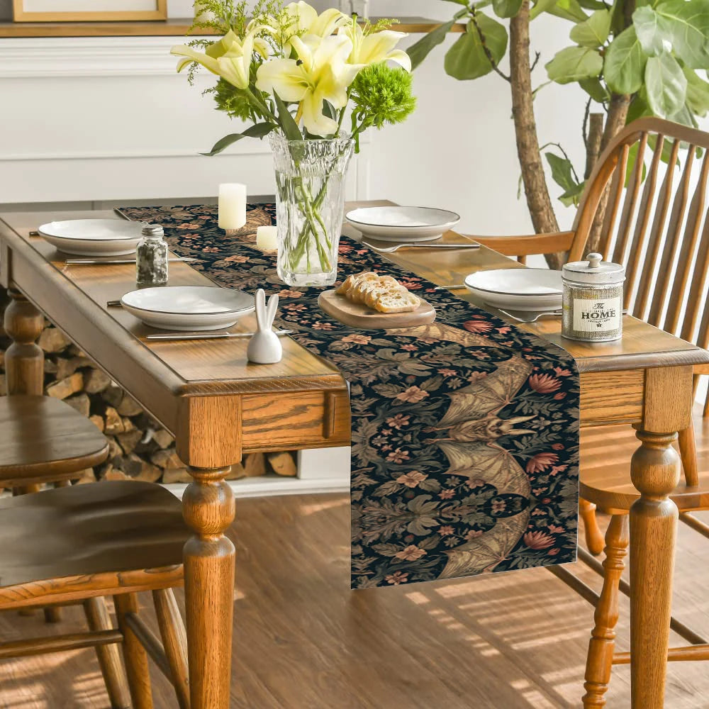 tableau couverture table noire marron floral polyester machine lavable classique mariage