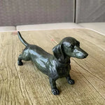 ornement animalier statue chien noir texturé deco extérieure aspect patine 11cm 18cm