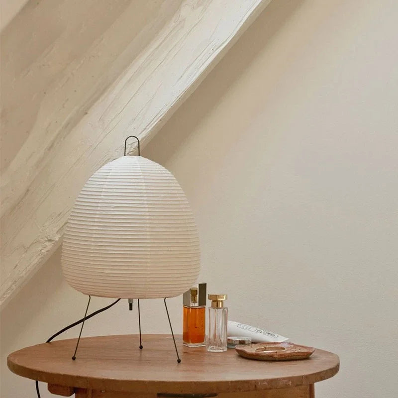 lampe table moderne papier rayures horizontales blanc ivorie interrupteur tactile 10w led chambre coucher