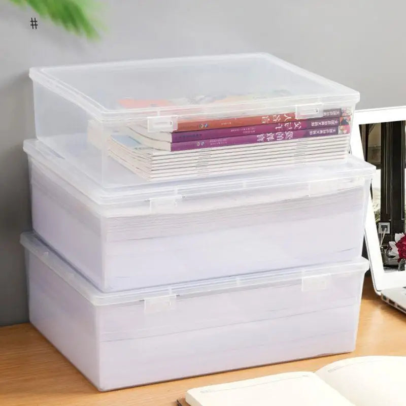 boîtes rangement transparentes modernes poignées grande capacité organisation documents imperméables plastique