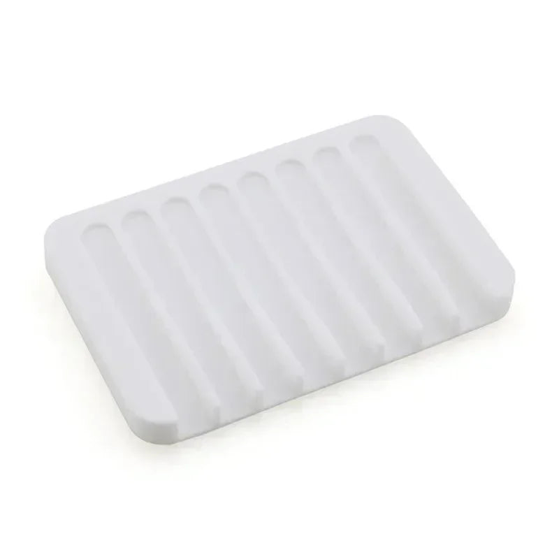 porte savon silicone strié gris blanc moderne salle bain cuisine drainage anti dérapant support