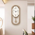 horloge murale moderne quartz balançoire silencieuse bois blanc marron aiguille batterie piles
